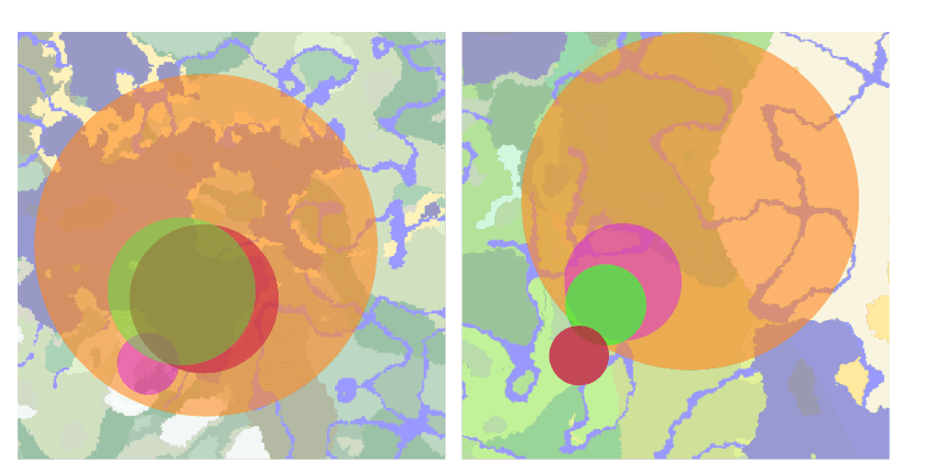 Exploration footprint across trials, reproduced from paper figure 7