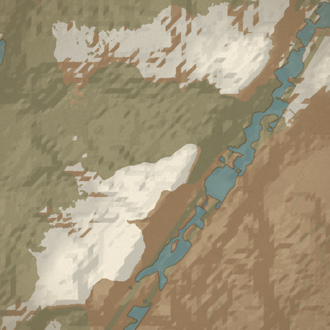 A detail map of The Rampart Foothills, drawn in ink and wash.